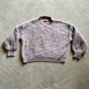 Pink Lily Fuzzy Balloon Sleeve Mock Neck Sweater